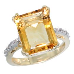 Natural 5.48 ctw Citrine & Diamond Engagement Ring 10K Yellow Gold - REF-39Y6X