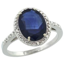 Natural 2.42 ctw Blue-sapphire & Diamond Engagement Ring 10K White Gold - REF-85R8Z