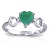 Image 1 : Genuine 1.01 ctw Emerald & Diamond Ring Jewelry 14KT White Gold - REF-51F2Z