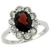 Image 1 : Natural 2.34 ctw Garnet & Diamond Engagement Ring 14K White Gold - REF-82V2F
