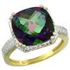 Image 1 : Natural 5.96 ctw Mystic-topaz & Diamond Engagement Ring 14K Yellow Gold - REF-42G3M