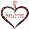 Image 1 : 0.07 CTW Red Color Diamond Mom Heart Love Mother's Day Pendant 10KT Rose Gold - REF-14N9F