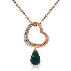 Genuine 3.33 ctw Emerald & Diamond Necklace Jewelry 14KT Rose Gold - REF-46T2A