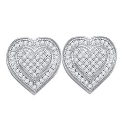 0.25 CTW Diamond Heart Screwback Earrings 10KT White Gold - REF-26K9W