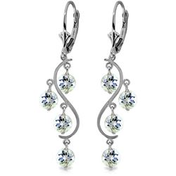 Genuine 4.5 ctw Aquamarine Earrings Jewelry 14KT White Gold - REF-66P2H