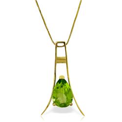 Genuine 1.50 ctw Peridot Necklace Jewelry 14KT Yellow Gold - REF-35R4P