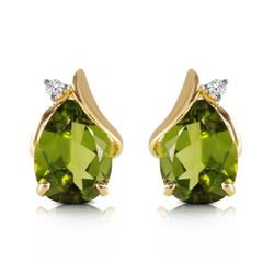 Genuine 4.26 ctw Peridot & Diamond Earrings Jewelry 14KT Yellow Gold - REF-46X2M