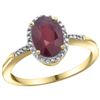 Image 1 : Natural 1.5 ctw Ruby & Diamond Engagement Ring 10K Yellow Gold - REF-18W2K