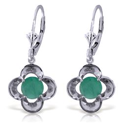 Genuine 1.10 ctw Emerald Earrings Jewelry 14KT White Gold - REF-41A4K