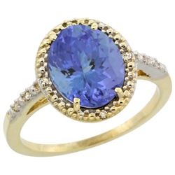 Natural 2.41 ctw Tanzanite & Diamond Engagement Ring 10K Yellow Gold - REF-71M6H