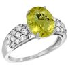 Image 1 : Natural 2.75 ctw lemon-quartz & Diamond Engagement Ring 14K White Gold - REF-57X7A