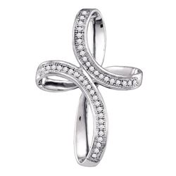 0.12 CTW Diamond Oval Cross Pendant 10KT White Gold - REF-16K4W