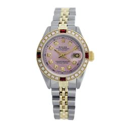 Rolex Pre-owned 26mm Womens Custom Pink with Tracker Two Tone - REF-530H2N