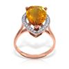 Image 1 : Genuine 3.41 ctw Citrine & Diamond Ring Jewelry 14KT Rose Gold - REF-75X4M