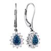 Image 1 : 0.53 CTW Blue Color Diamond Teardrop Dangle Earrings 10KT White Gold - REF-34F4N