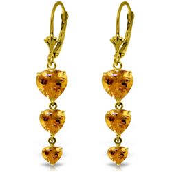 Genuine 6 ctw Citrine Earrings Jewelry 14KT Yellow Gold - REF-66N9R