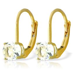 Genuine 1.20 ctw Aquamarine Earrings Jewelry 14KT Yellow Gold - REF-27M4T