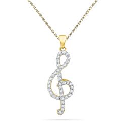 0.33 CTW Diamond Treble Clef Music Pendant 10KT Yellow Gold - REF-26H9M