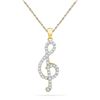 Image 1 : 0.33 CTW Diamond Treble Clef Music Pendant 10KT Yellow Gold - REF-26H9M