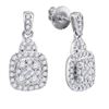 Image 1 : 0.45 CTW Princess Diamond Soleil Square Dangle Earrings 14KT White Gold - REF-52W4K
