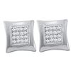 Image 1 : 0.10 CTW Diamond Kite Square Screwback Stud Earrings 10KT White Gold - REF-13N4F