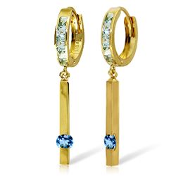 Genuine 1.35 ctw Blue Topaz Earrings Jewelry 14KT Yellow Gold - REF-66F2Z