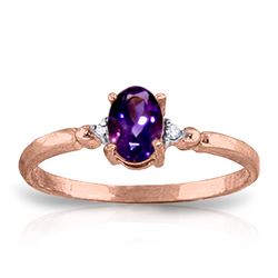 Genuine 0.46 ctw Amethyst & Diamond Ring Jewelry 14KT Rose Gold - REF-27K3V