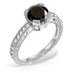 Genuine 1.30 ctw Black & White Diamond Ring Jewelry 14KT White Gold - REF-149H2X