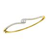 Image 1 : 0.75 CTW Diamond 2-stone Bypass Bangle Bracelet 14KT Yellow Gold - REF-112W5K