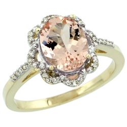 Natural 1.8 ctw Morganite & Diamond Engagement Ring 10K Yellow Gold - REF-38Y4X