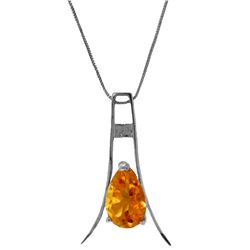 Genuine 1.50 ctw Citrine Necklace Jewelry 14KT White Gold - REF-35X4M