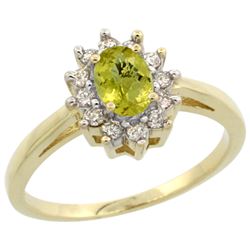 Natural 0.67 ctw Lemon-quartz & Diamond Engagement Ring 14K Yellow Gold - REF-48R2Z