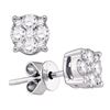 Image 1 : 0.67 CTW Diamond Cluster Stud Earrings 18KT White Gold - REF-134X9Y