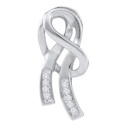 0.07 CTW Diamond Ribbon Fashion Pendant 10KT White Gold - REF-10N5F