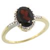 Image 1 : Natural 1.2 ctw Garnet & Diamond Engagement Ring 14K Yellow Gold - REF-23M7H