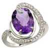 Image 1 : Natural 6.53 ctw amethyst & Diamond Engagement Ring 14K White Gold - REF-72G8M