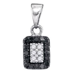 0.20 CTW Black Color Diamond Rectangle Cluster Pendant 10KT White Gold - REF-9N7F