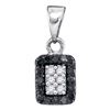 Image 1 : 0.20 CTW Black Color Diamond Rectangle Cluster Pendant 10KT White Gold - REF-9N7F