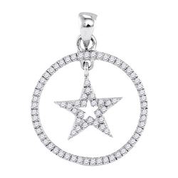 0.25 CTW Diamond Dangling Star Circle Pendant 10KT White Gold - REF-18N2F