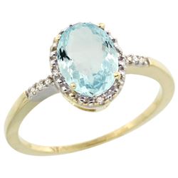 Natural 1.03 ctw Aquamarine & Diamond Engagement Ring 14K Yellow Gold - REF-26N8G