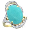 Image 1 : Natural 11.23 ctw turquoise & Diamond Engagement Ring 14K Yellow Gold - REF-133V3F