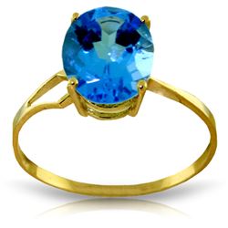 Genuine 2.2 ctw Blue Topaz Ring Jewelry 14KT Yellow Gold - REF-27M8T