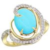 Image 1 : Natural 6.53 ctw turquoise & Diamond Engagement Ring 14K Yellow Gold - REF-90W5K