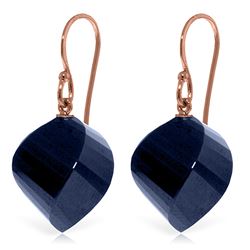 Genuine 30.5 ctw Sapphire Earrings Jewelry 14KT Rose Gold - REF-39V3W