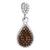 Image 1 : 0.25 CTW Cognac-brown Color Diamond Teardrop Cluster Pendant 10KT White Gold - REF-11H2M