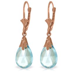 Genuine 6 ctw Blue Topaz Earrings Jewelry 14KT Rose Gold - REF-27P8H