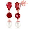 Image 1 : Genuine 10.10 ctw Ruby & Pearl Earrings Jewelry 14KT Rose Gold - REF-55F3Z