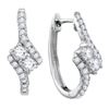 Image 1 : 0.50 CTWDiamond 2-stone Hearts Together Bypass Hoop Earrings 14KT White Gold - REF-52Y4X