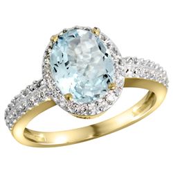 Natural 1.57 ctw Aquamarine & Diamond Engagement Ring 10K Yellow Gold - REF-38W2K