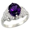 Image 1 : Natural 2.92 ctw amethyst & Diamond Engagement Ring 14K White Gold - REF-102W7K